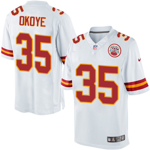 Youth Elite Christian Okoye Nike Jersey White Road - #35 NFL Kansas City Chiefs